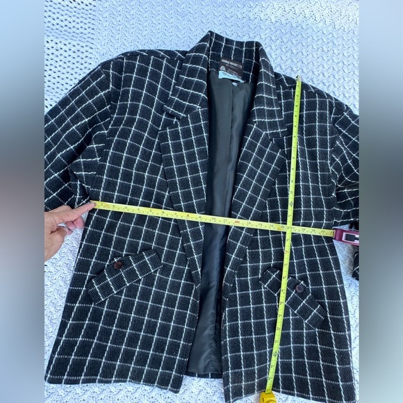 GEORGE MASKET LTD WOMENS BLAZER 100%wool size 6 Black and White Plaid - Picture 5 of 6